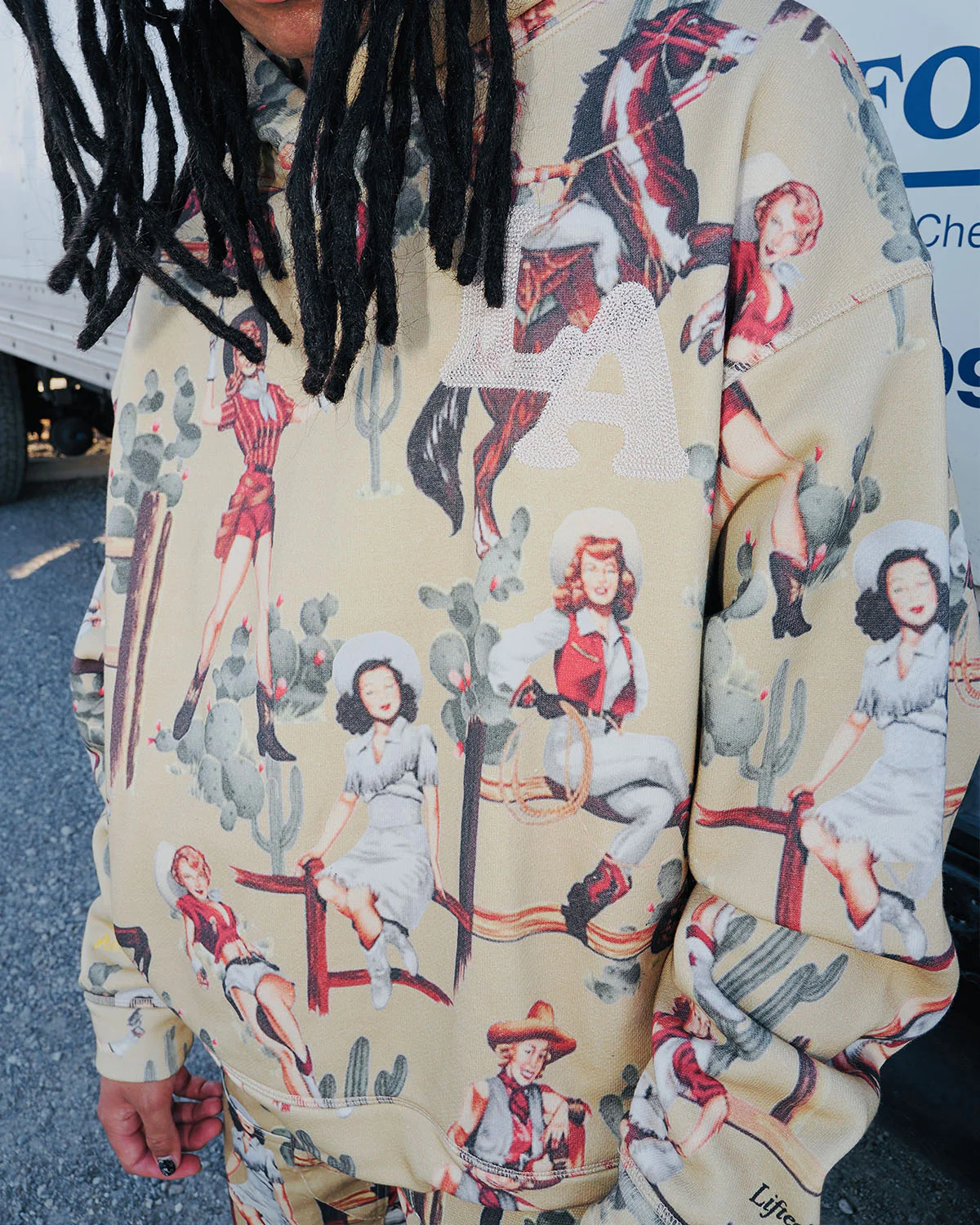 Jesse Allover Print Hoodie (Tan) - Image 4